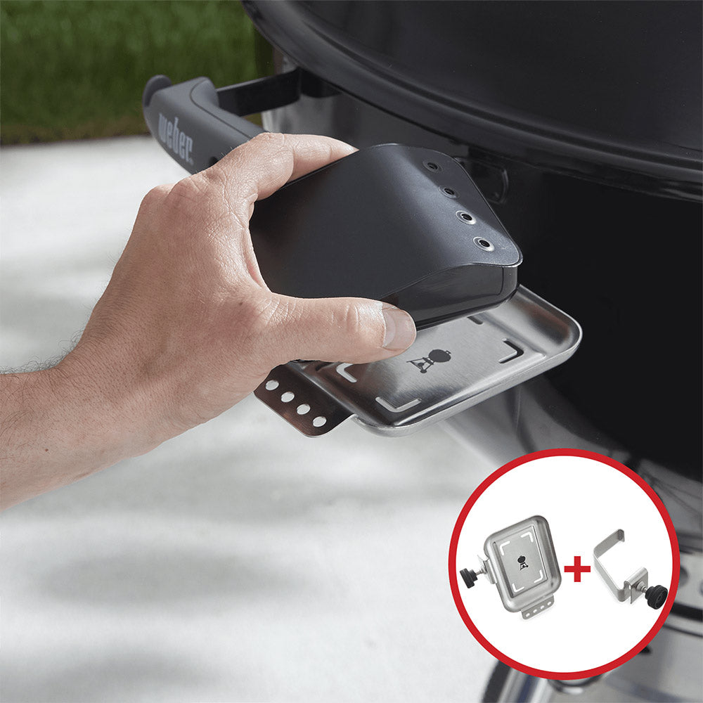 Mounting bracket set with dark plates and metal base for grill control box