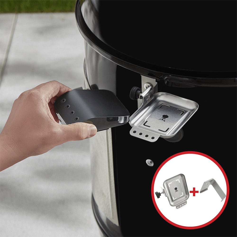 Mounting bracket and control plate being attached to grill side by hand
