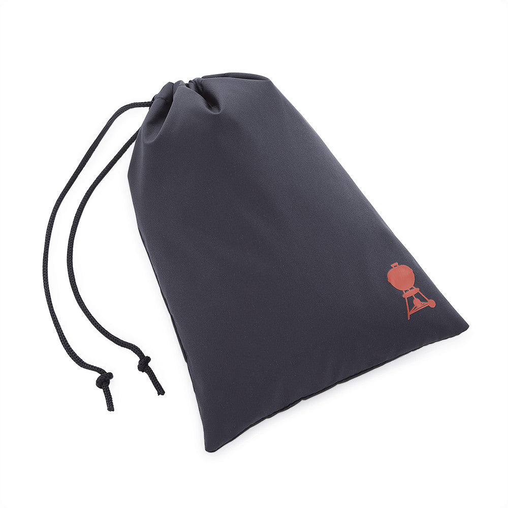 Dark drawstring pouch with red Weber Connect icon for mounting kit