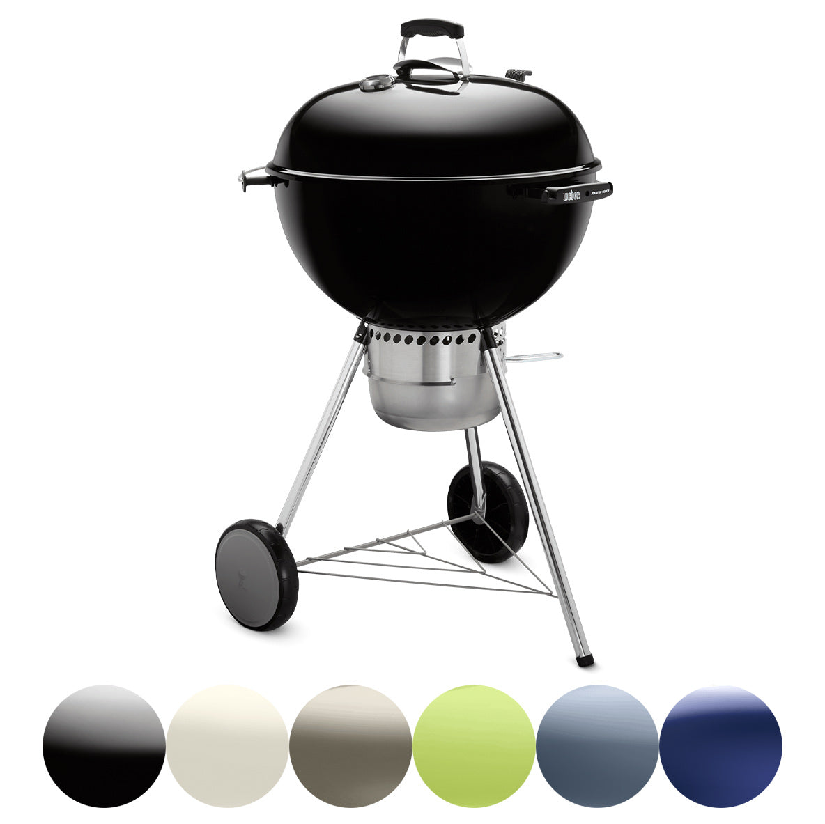 22-inch charcoal grill with cooking grate and metal base, black