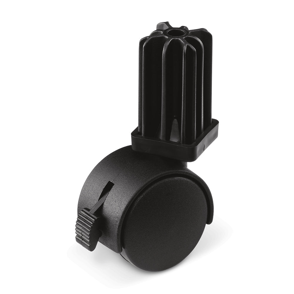 Weber locking replacement caster wheel with bracket, black rubber tread