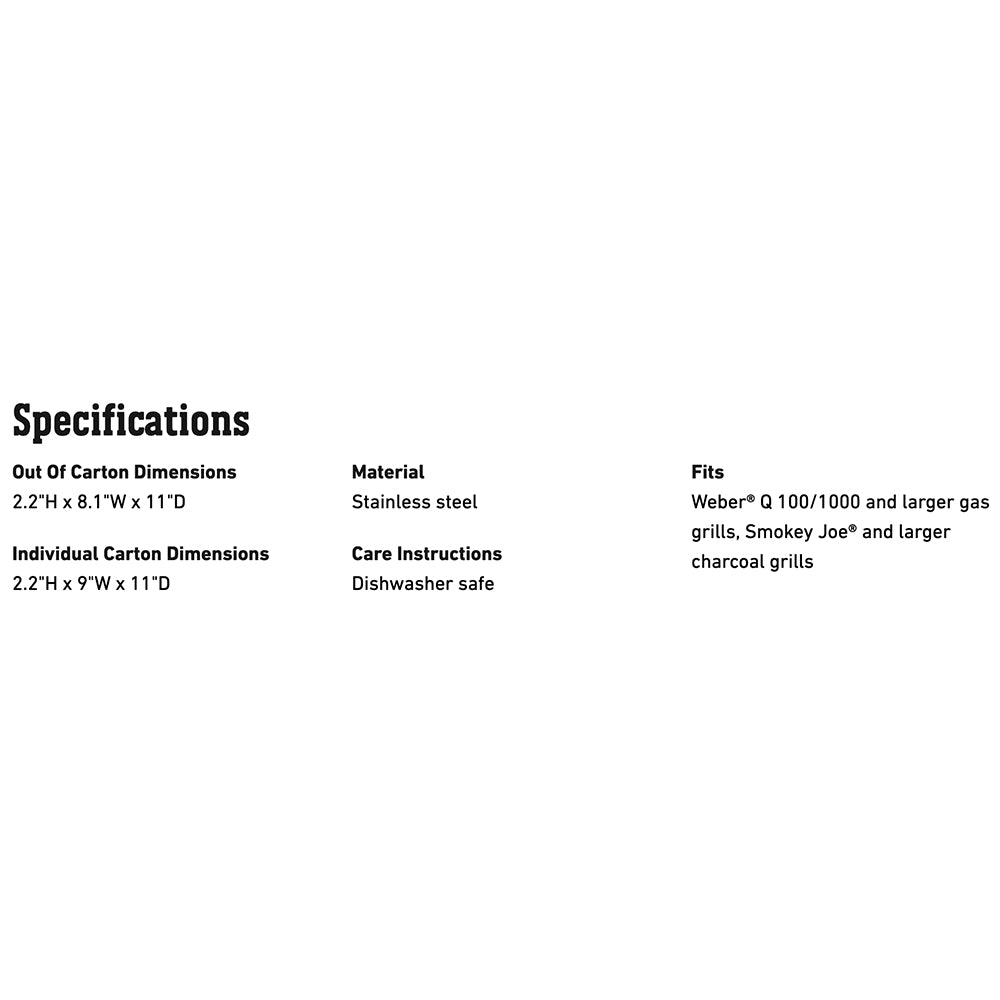 Grilling basket specifications: stainless steel, dimensions, and dishwasher-safe care instructions
