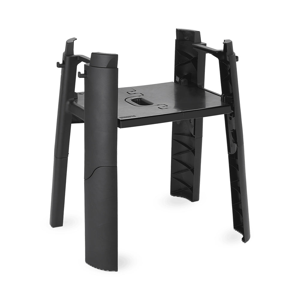 Weber Lumin stand with side table, black frame with side shelf and upright post