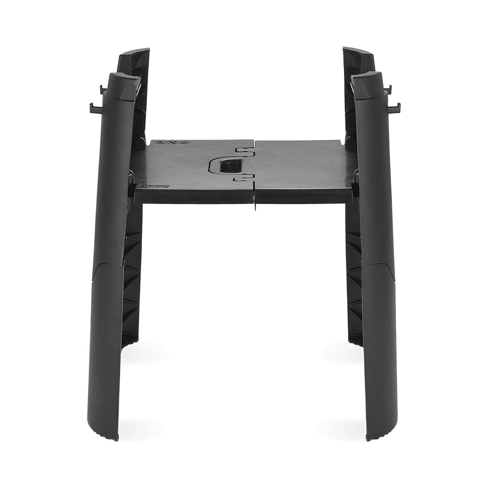 Weber Lumin stand with side table, black tabletop with center opening and support legs