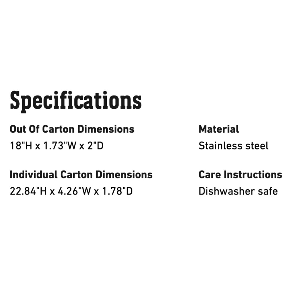 Specifications panel with product dimensions, material, and care instructions text