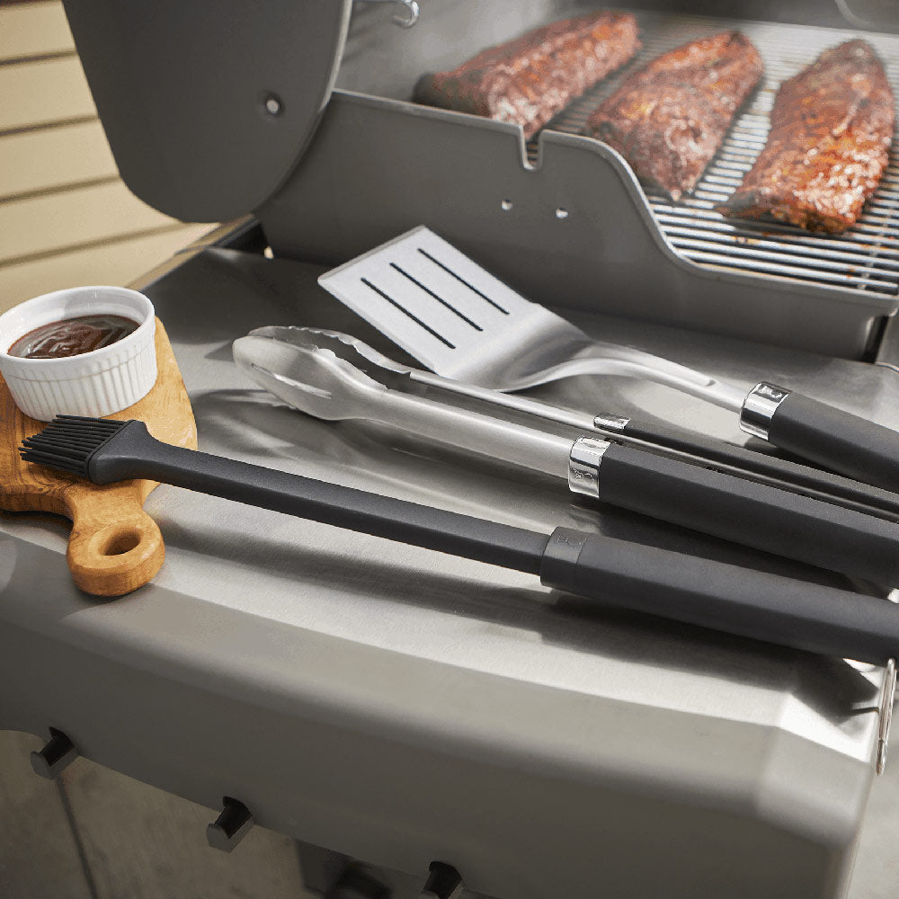 Weber Precision Grill Tongs, Spatula and Brush Set
