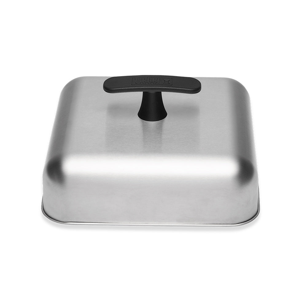 Weber griddle basting dome, stainless steel hood with black top handle
