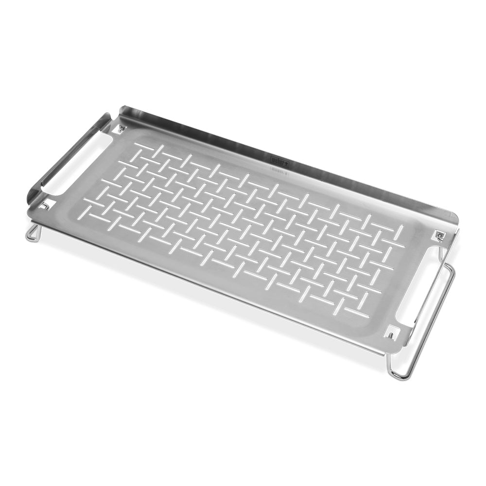 Weber griddle keep warm rack with raised rim and warming grid pattern