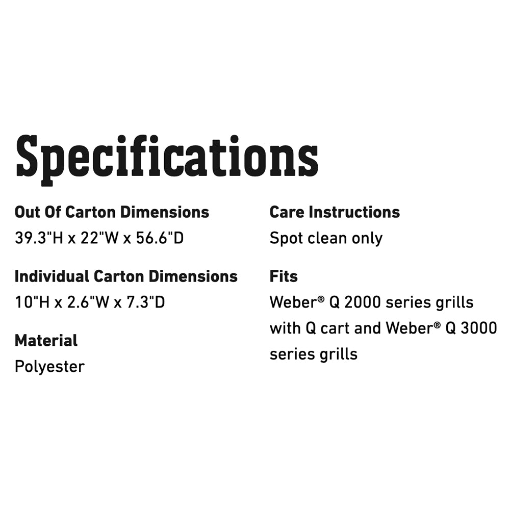 Weber Premium Grill Cover for Q 2000 Series Grills with Q Cart and 3000 Series Grills