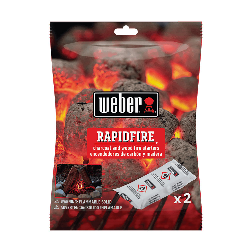 Weber Rapidfire fire starter pack, two charcoal-and-wood sheets, sealed pouch