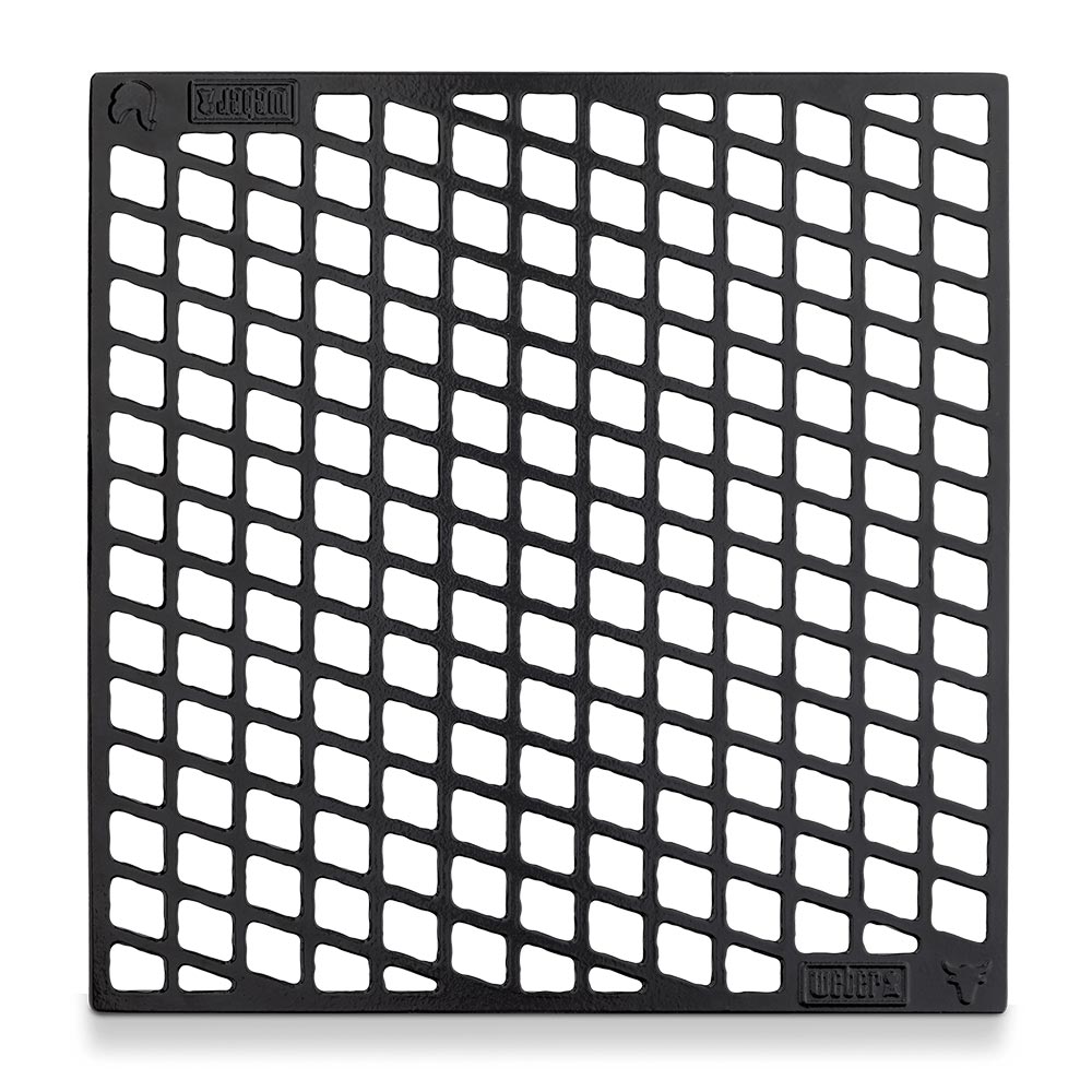 Dual-sided sear grate insert in black with square grid openings