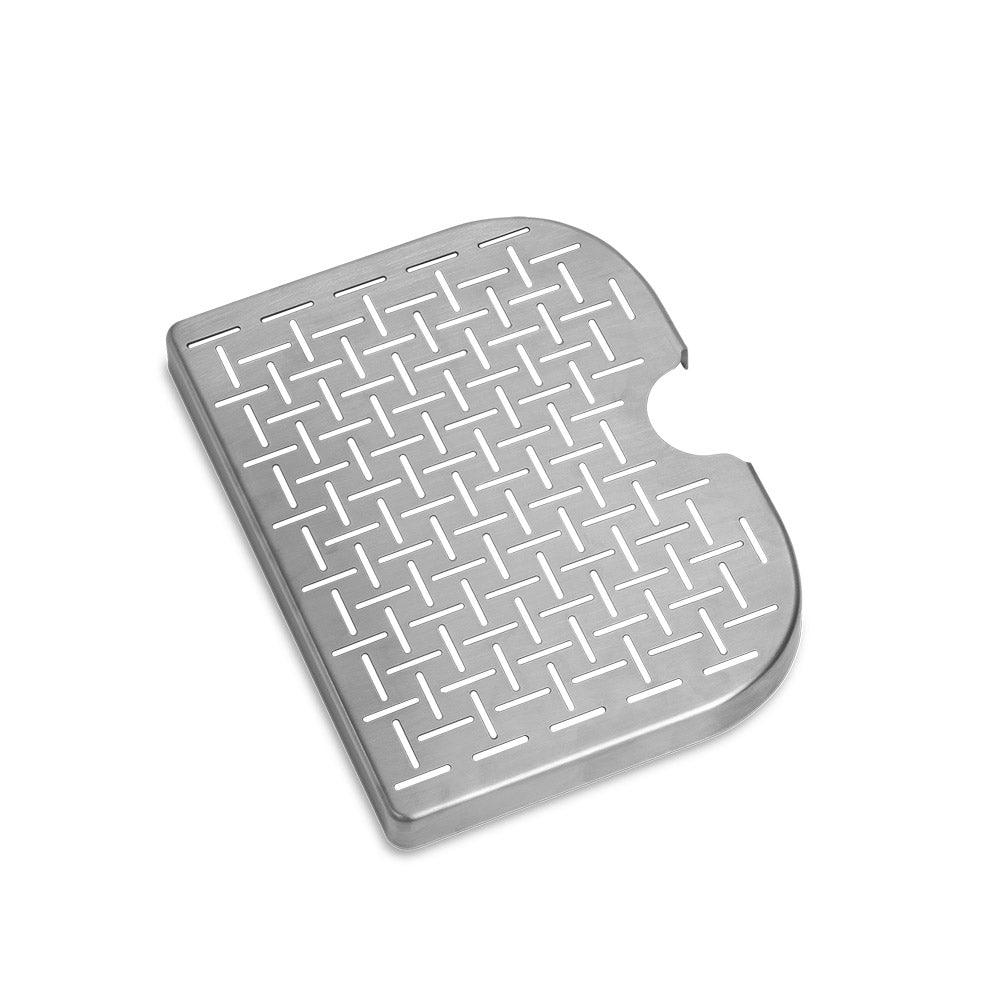 Removable stainless steel griddle plate with raised grid pattern
