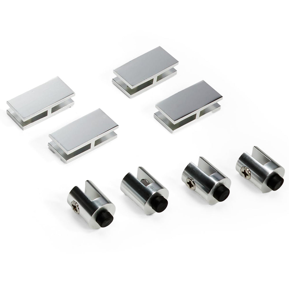 Fire glass wind guard extension kit: dark metal brackets and light gray spacer plates