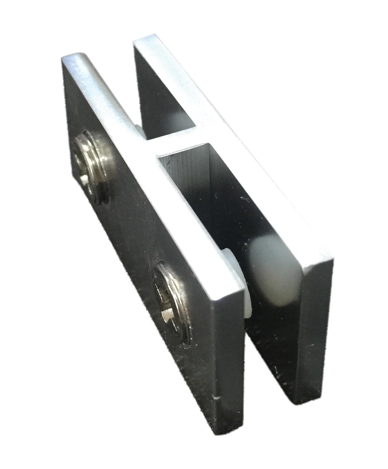 Chrome straight clip with two black mounting plates