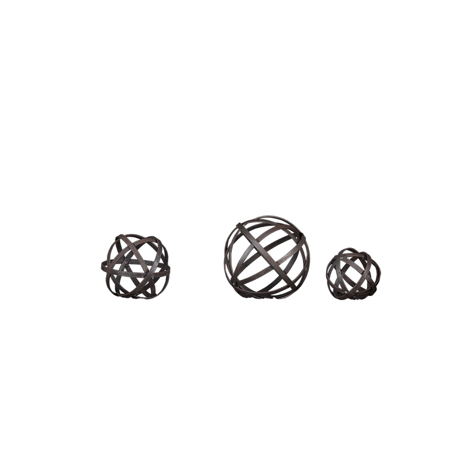 Wrought iron globe kit with three metal sphere accents in dark finish