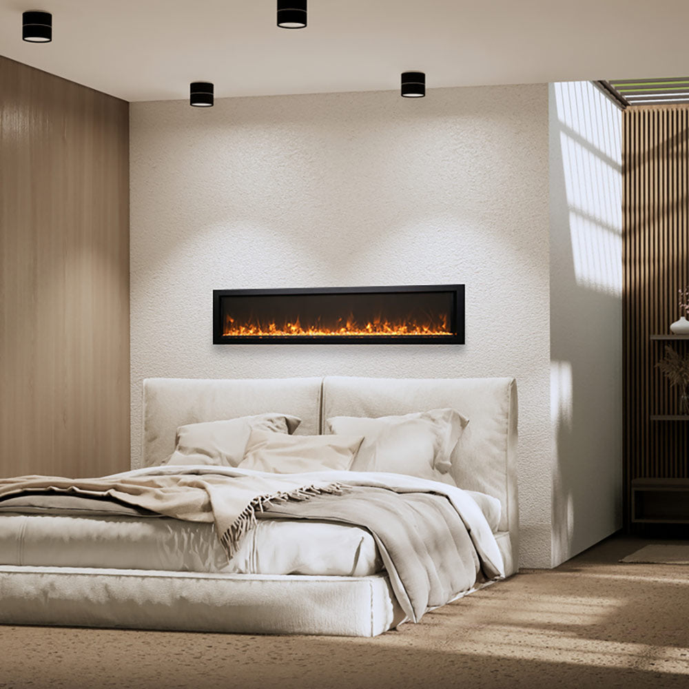 Remii Extra Slim Smart Indoor Wall Mount Electric Fireplace with Black Steel Surround, 65-Inch