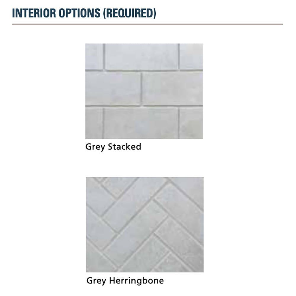 Grey stacked and grey herringbone fireplace panel pattern options