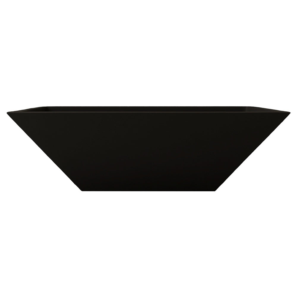 Black concrete gas fire bowl with wide flared rim, 24-inch.