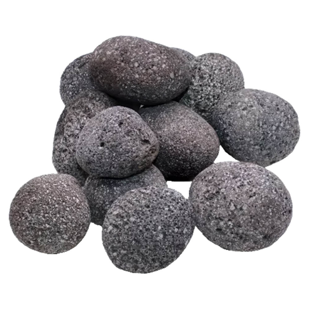 Dark gray and black lava stones, 1–2 inch round pebble pieces