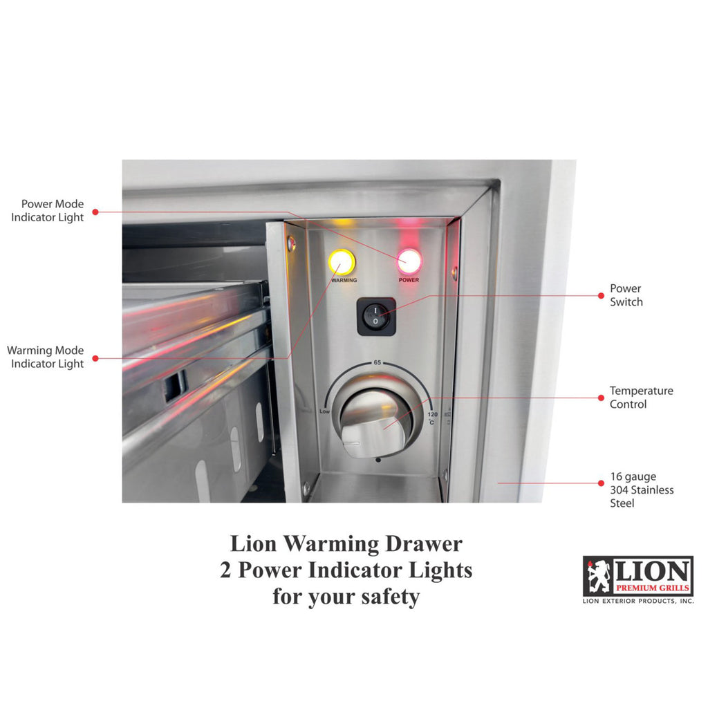 Lion Stainless Steel Warming Drawer, 30x11.5-Inches