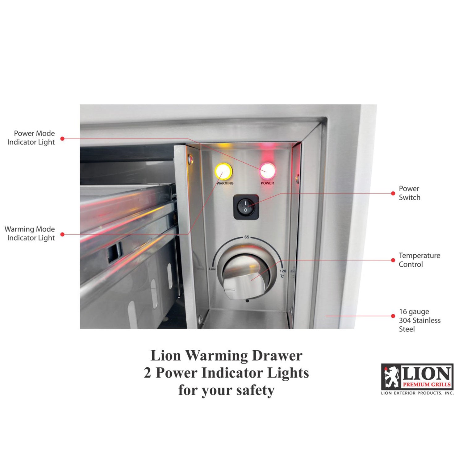 Lion Stainless Steel Warming Drawer, 30x11.5-Inches