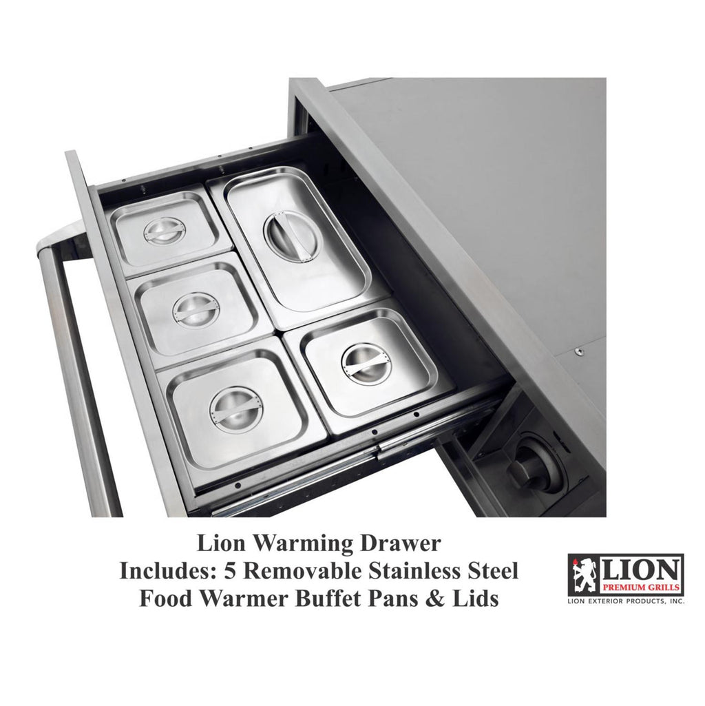 Lion Stainless Steel Warming Drawer, 30x11.5-Inches