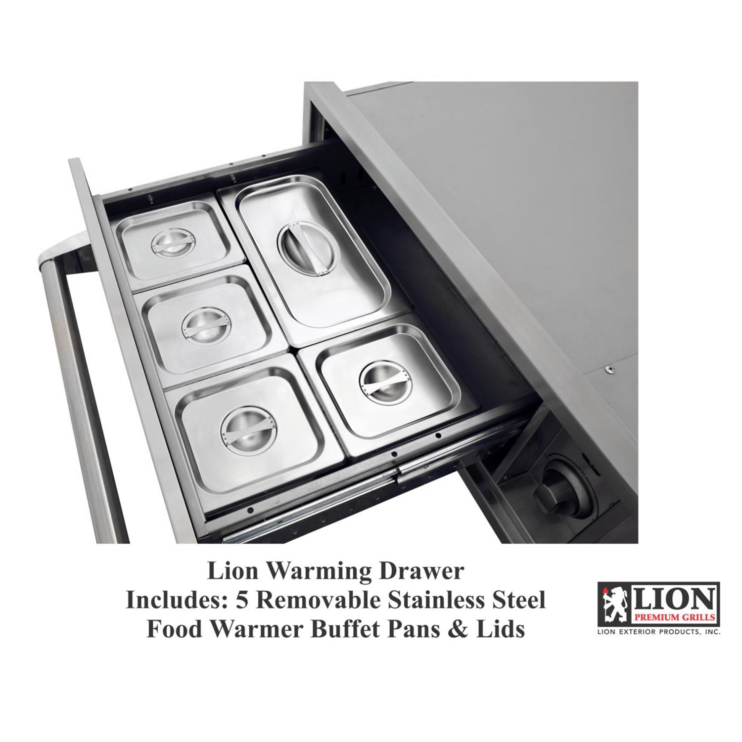 Lion Stainless Steel Warming Drawer, 30x11.5-Inches
