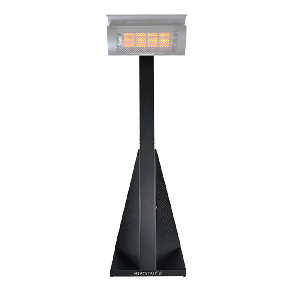 HEATSTRIP portable LPG gas heater stand with glowing infrared burner panel, black finish