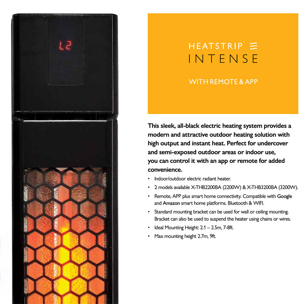 HEATSTRIP Intense 240V Outdoor Electric Patio Heater with Remote and App, Black