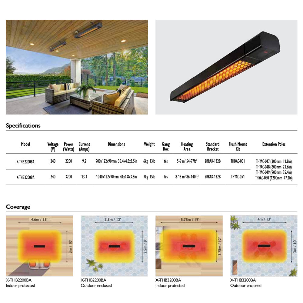 HEATSTRIP Intense 240V Outdoor Electric Patio Heater with Remote and App, Black