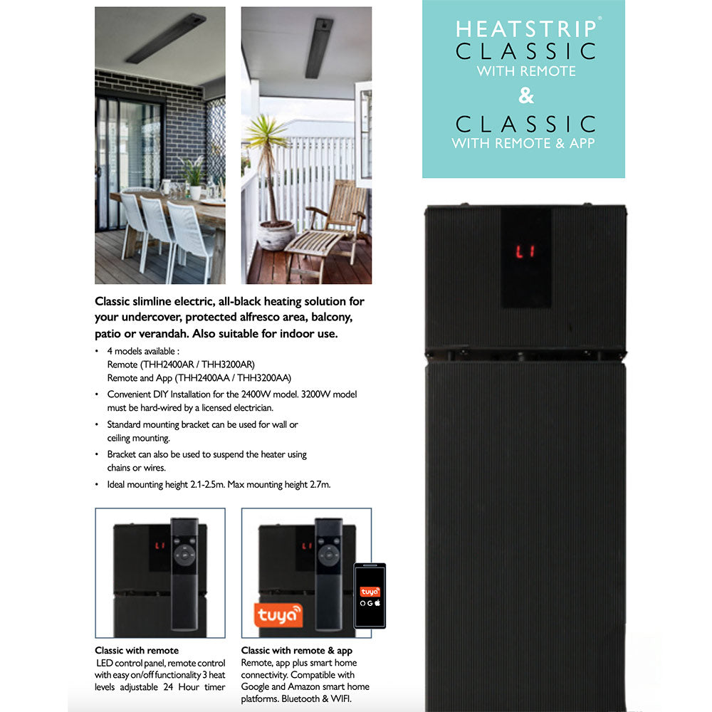 HEATSTRIP Classic 240V Outdoor Electric Patio Heater, Black