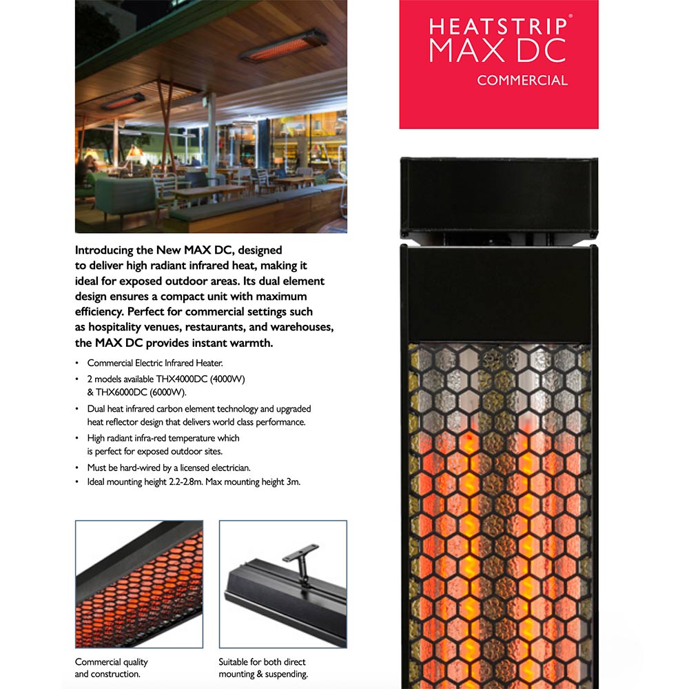 HEATSTRIP Max DC Commercial 240V Outdoor Electric Patio Heater