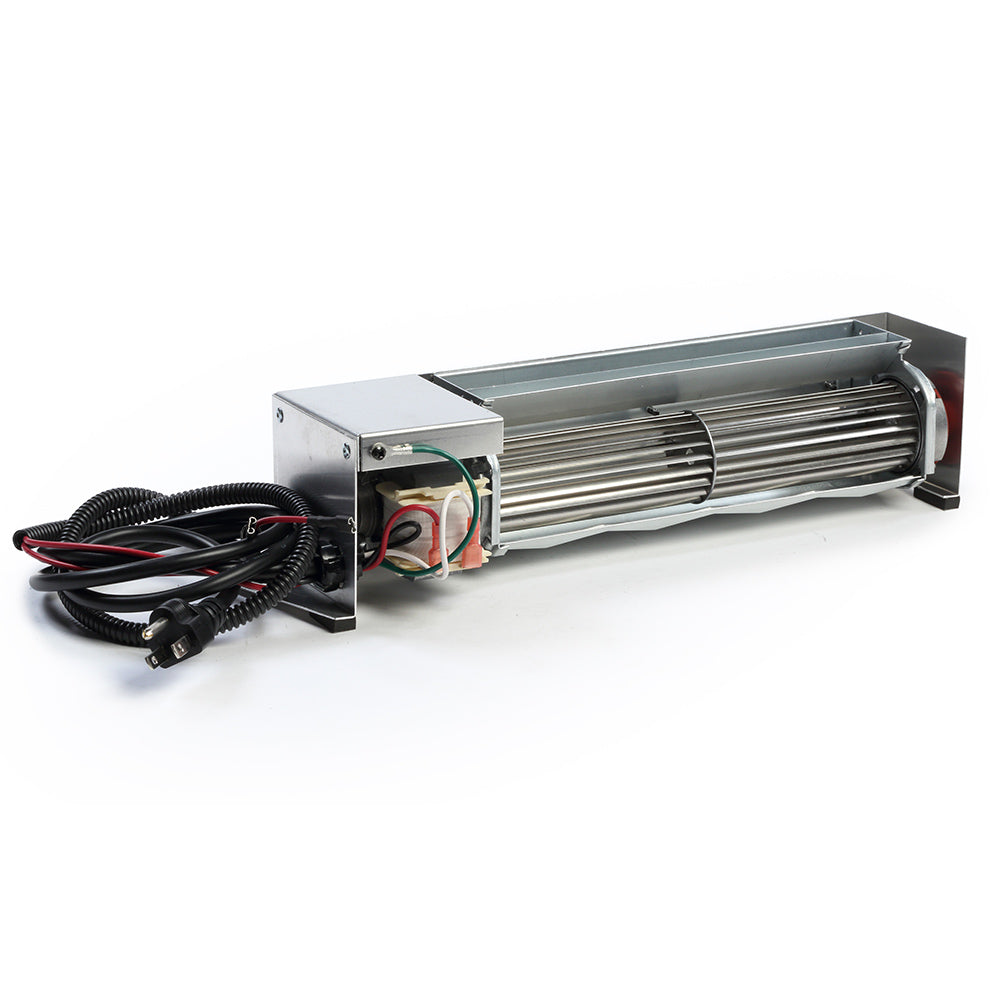 Temperature sensing fan kit with variable speed control, metal fan housing and wire harness