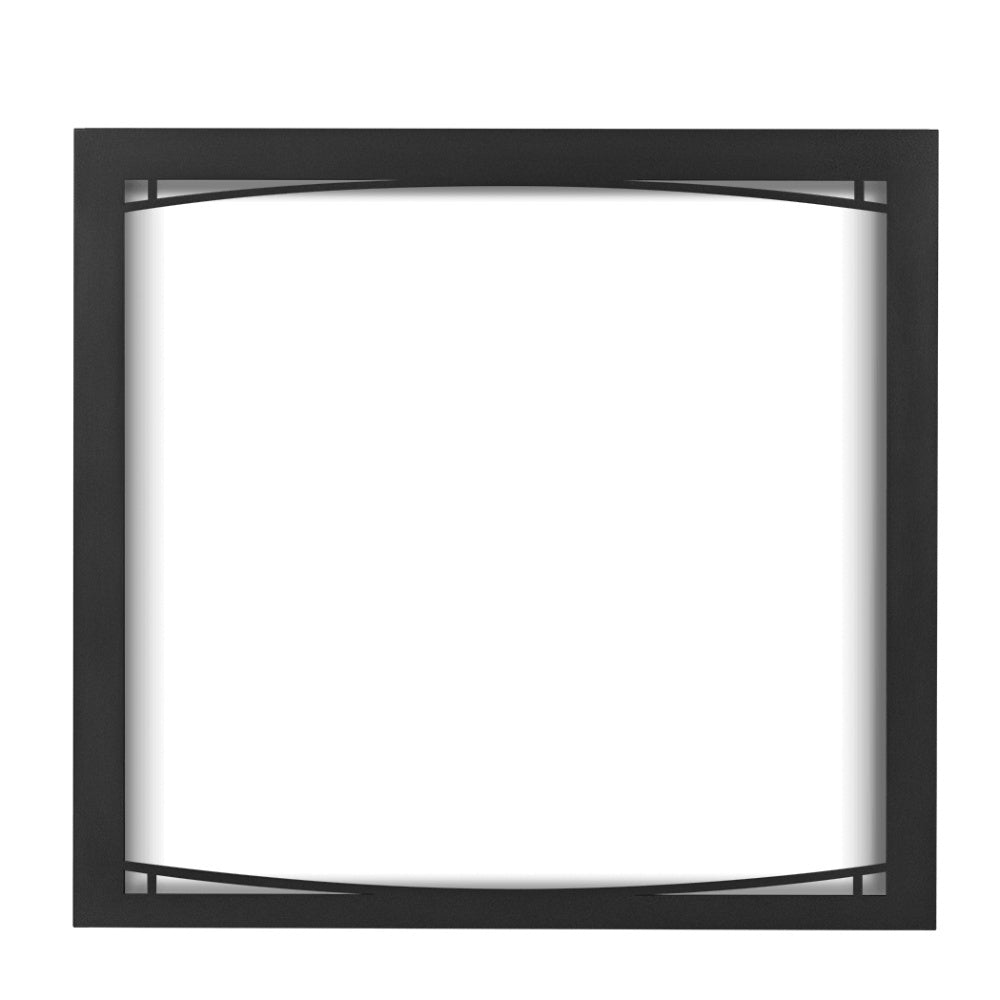 Arched metal decorative gas fireplace front frame with curved top and bottom bars