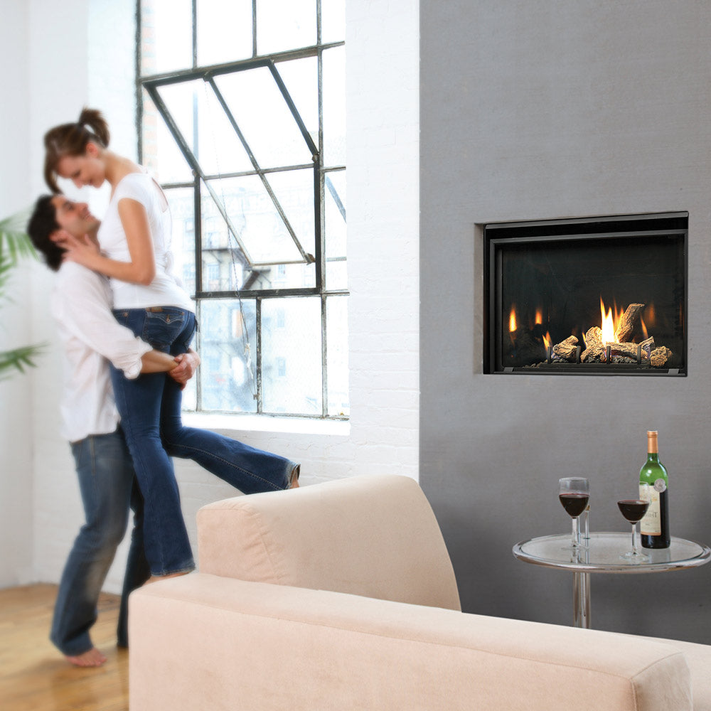 Kingsman ZCV3622 36-Inch Zero Clearance Clean View Direct Vent Gas Fireplace with Log Set