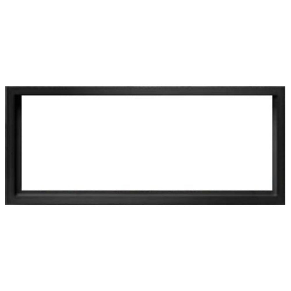 Kingsman surround trim for direct vent gas fireplace, black rectangular frame