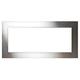 Direct vent gas fireplace surround trim, brushed metal frame with rectangular opening