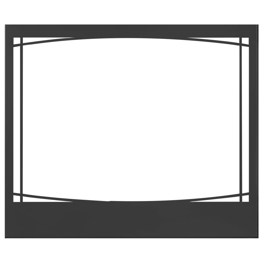 Napoleon Zen fireplace front panel in black with geometric rectangular frame