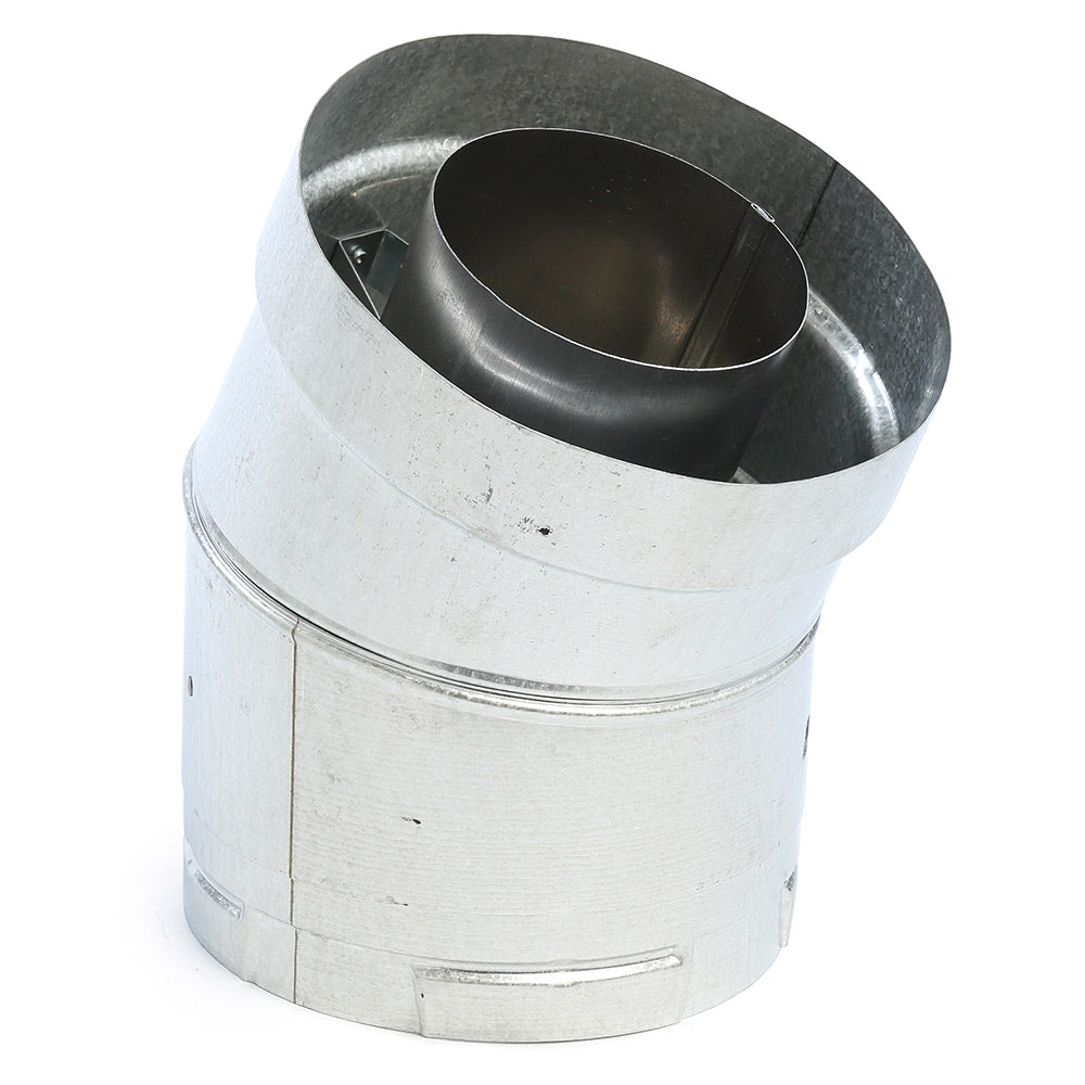 Metal flue stove pipe adapter with angled flue opening