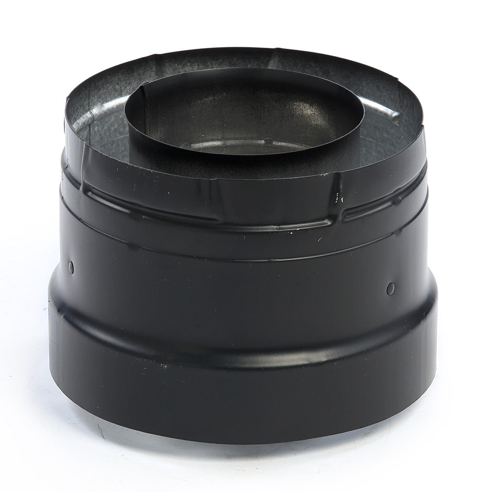 Black rigid flat stove pipe adapter with round opening