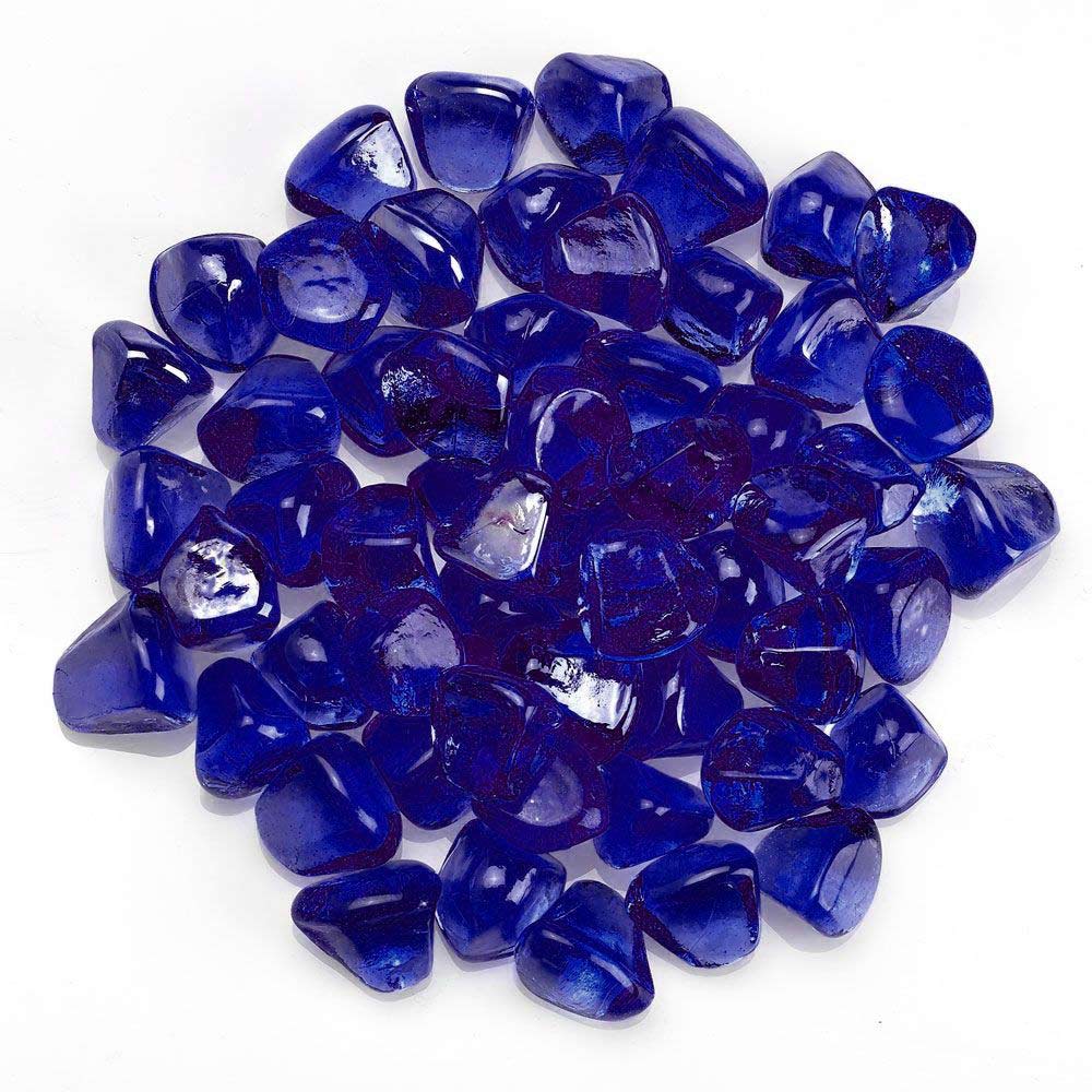 American Fire Glass 1-Inch Zircon Fire Glass, 10-Pounds, Midnight Blue Luster