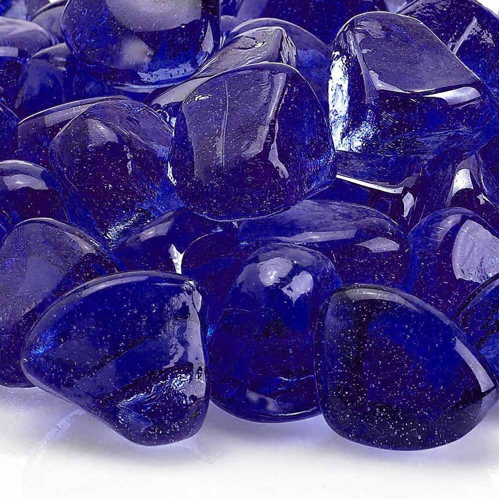 American Fire Glass 1-Inch Zircon Fire Glass, 10-Pounds, Midnight Blue Luster
