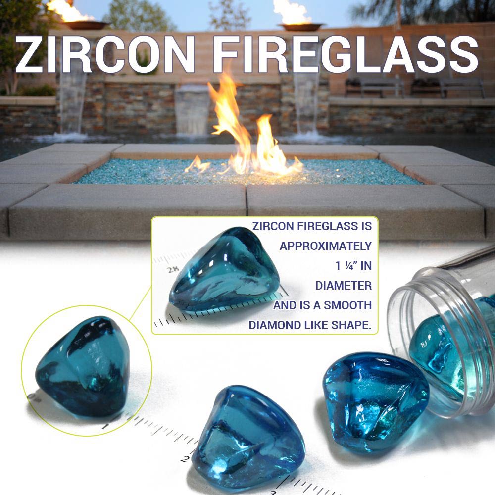 American Fire Glass 1-Inch Zircon Fire Glass, 10-Pounds, Midnight Blue Luster