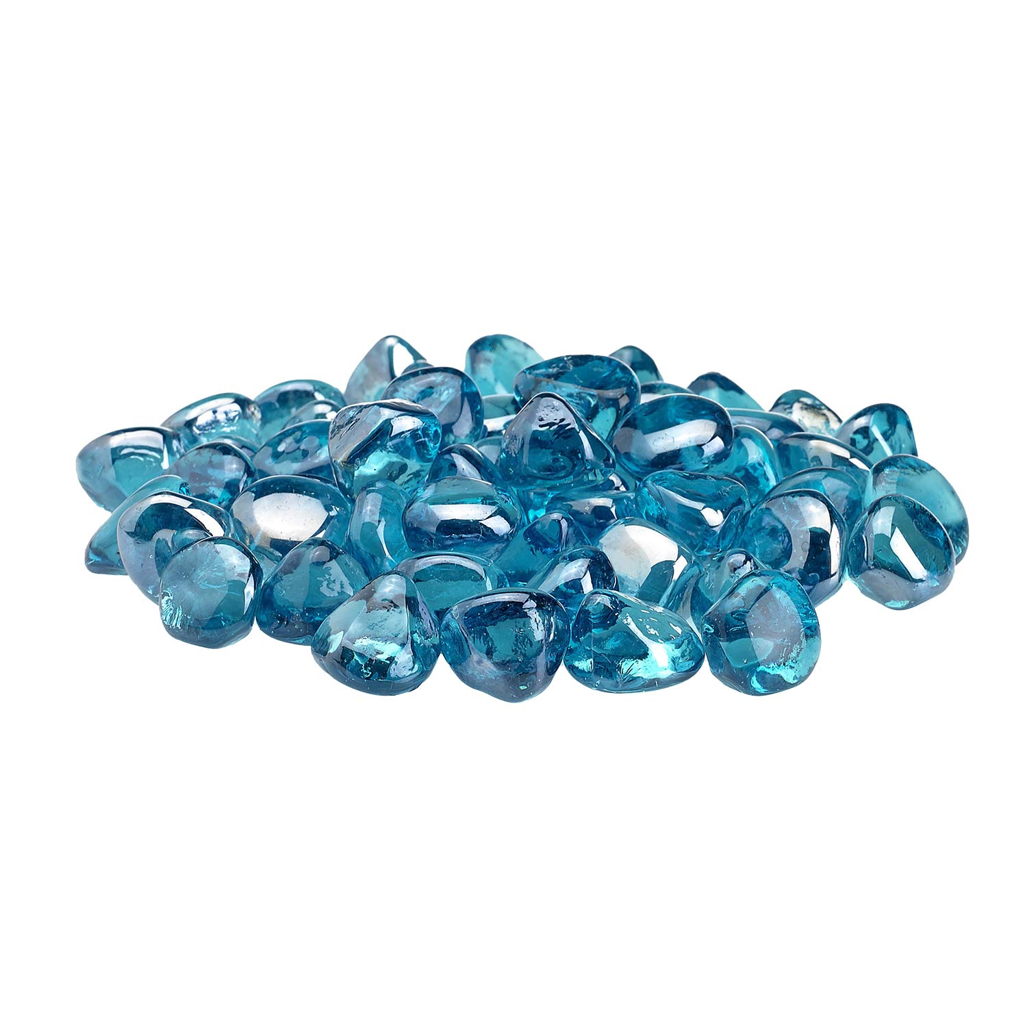 American Fire Glass 1-Inch Zircon Fire Glass, 10-Pounds, Powder Blue Luster
