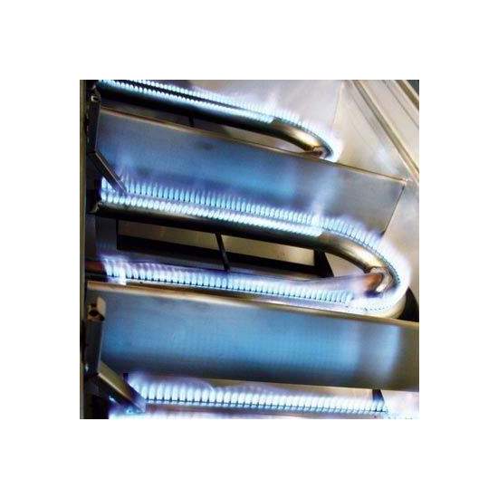 Stainless steel U-burner tubes with glowing heating elements
