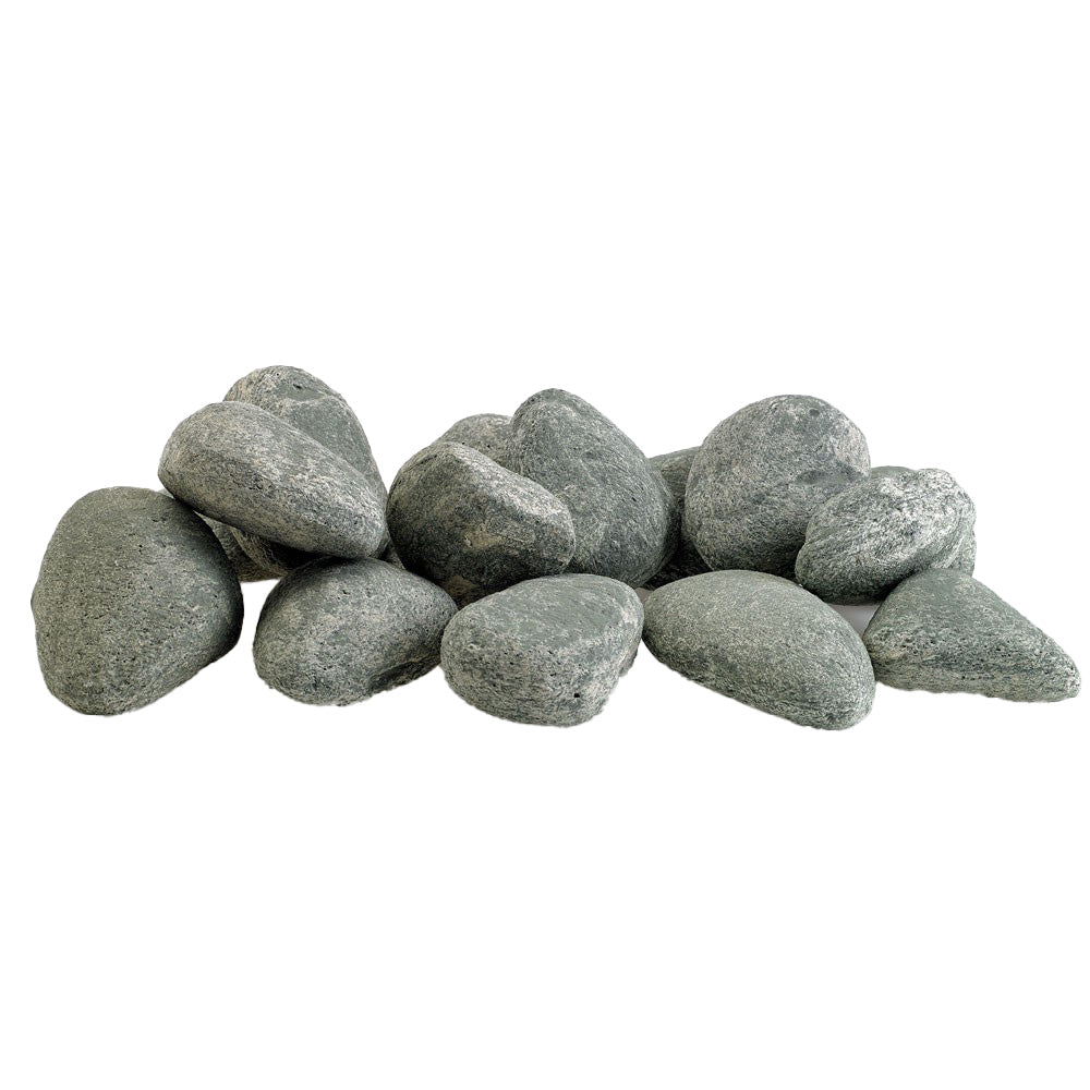 Gray ceramic fire glass lite stones set of smooth pebbles
