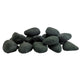 Ceramic fire glass lite stones in dark green-gray, smooth rounded pebbles