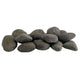 Ceramic fire glass lite stones in dark gray, smooth rounded pebbles