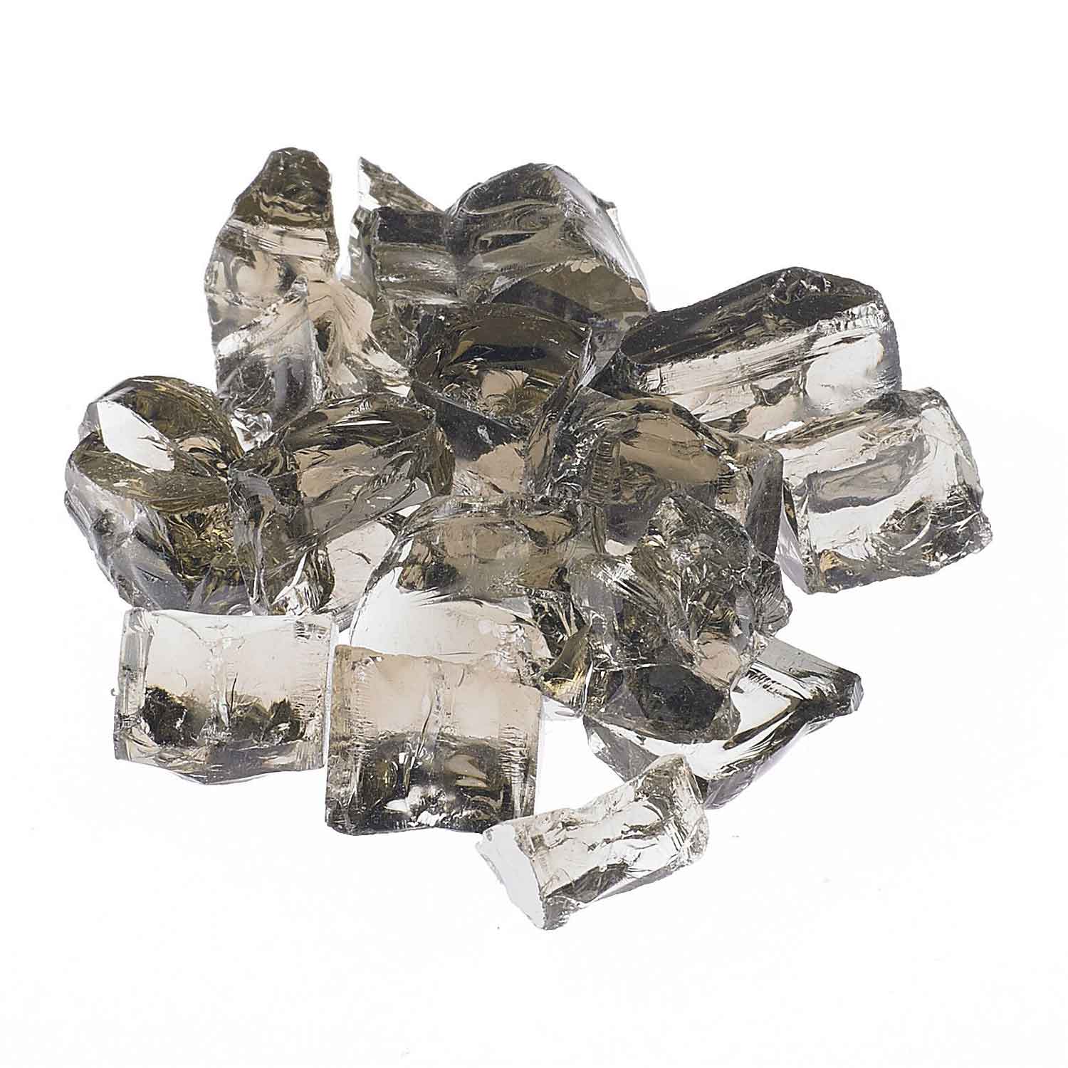 Reflective fire glass stones, silver metallic irregular chunks