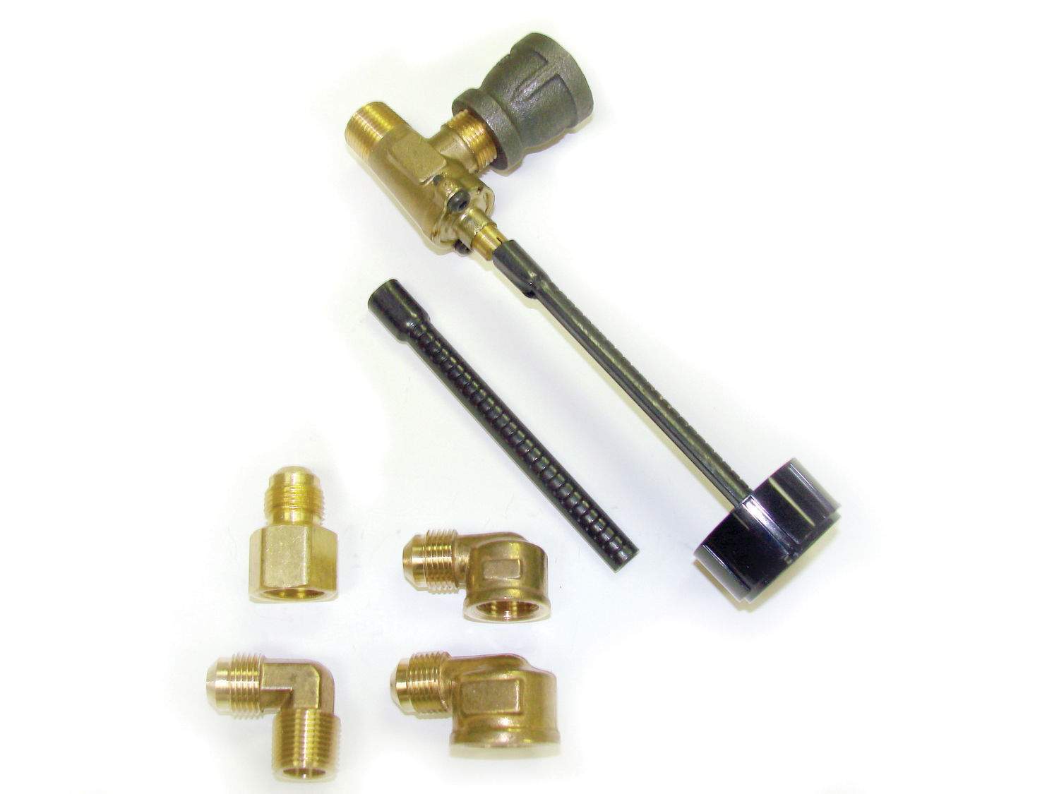 Brass fire stub-mount manual valve kit with fittings and long handle rod